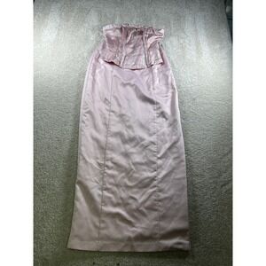 A Fortiori Dress Womens 5/6 Pink Satin Formal Evening Gown Plaid Bodice USA